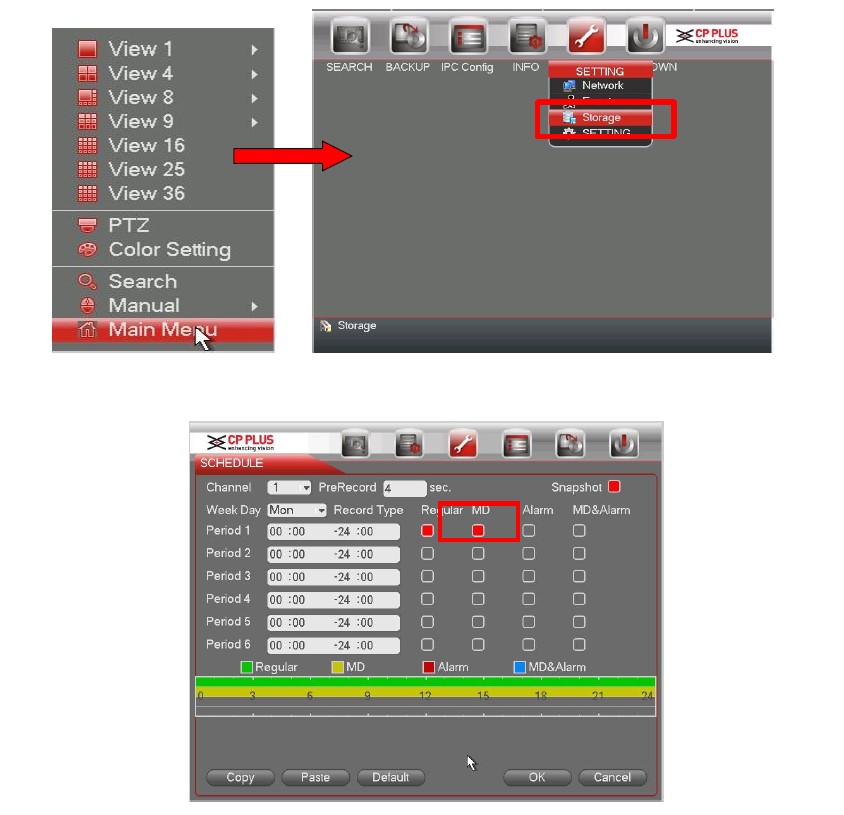How to record for Motion Detection CP PLUS NVR IPCAMERA SECURITY