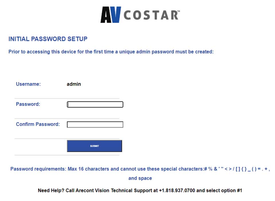 Arecont Vision Password Reset