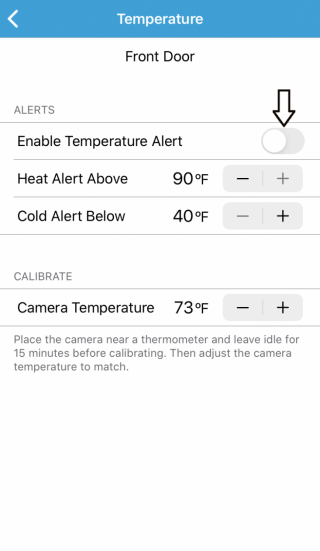 Temperature Screen to Enable Alerts