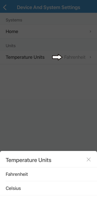 Temperature Unit selector