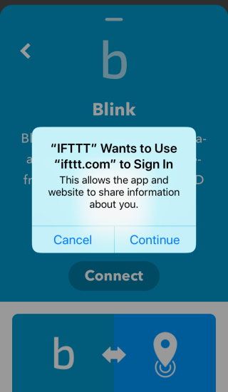 connect your Blink account with IFTTT
