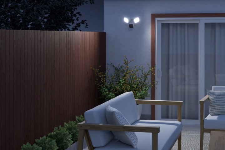 The Blink Wired Floodlight installed outside.