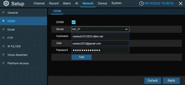 TRIVAULT4K2168R NETWORK DDNS settings