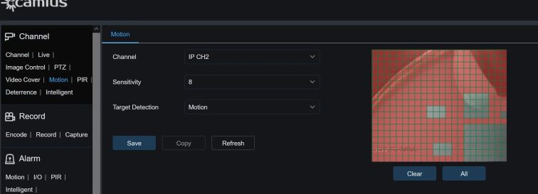 TRIVAULT4K184R2 motion zones setup IP cameras